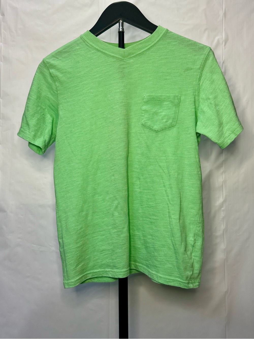 Kids Lime Green V-Neck Pocket T-Shirt